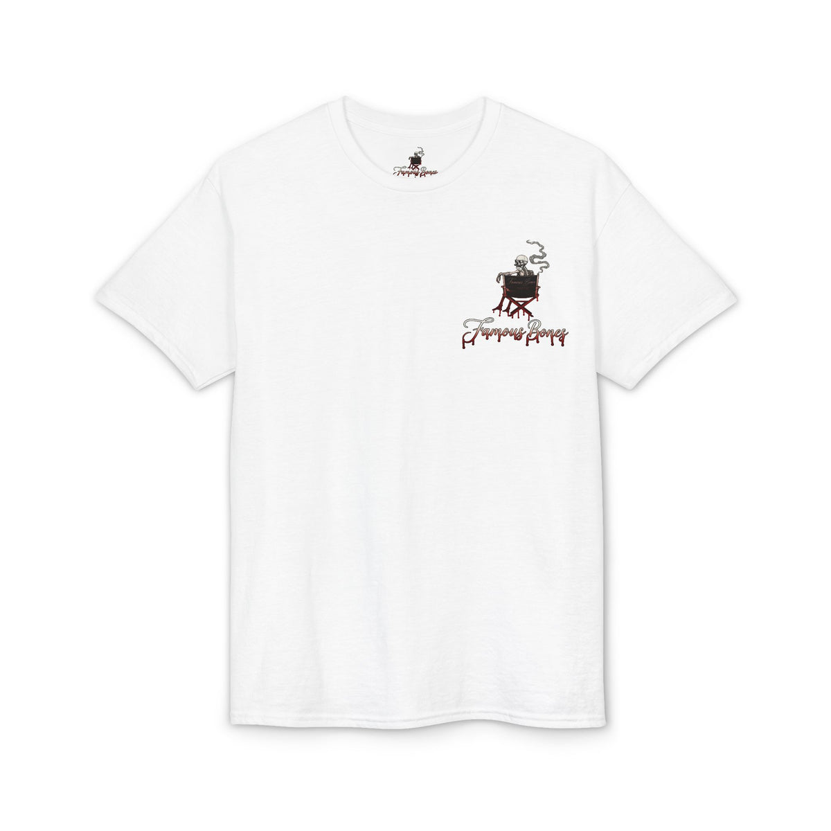 Wrong Number — Funny Skeleton Horror Movie Poster T-Shirt | 90s Slasher Parody Tee | Famous Bones Pictures — Famous Bones