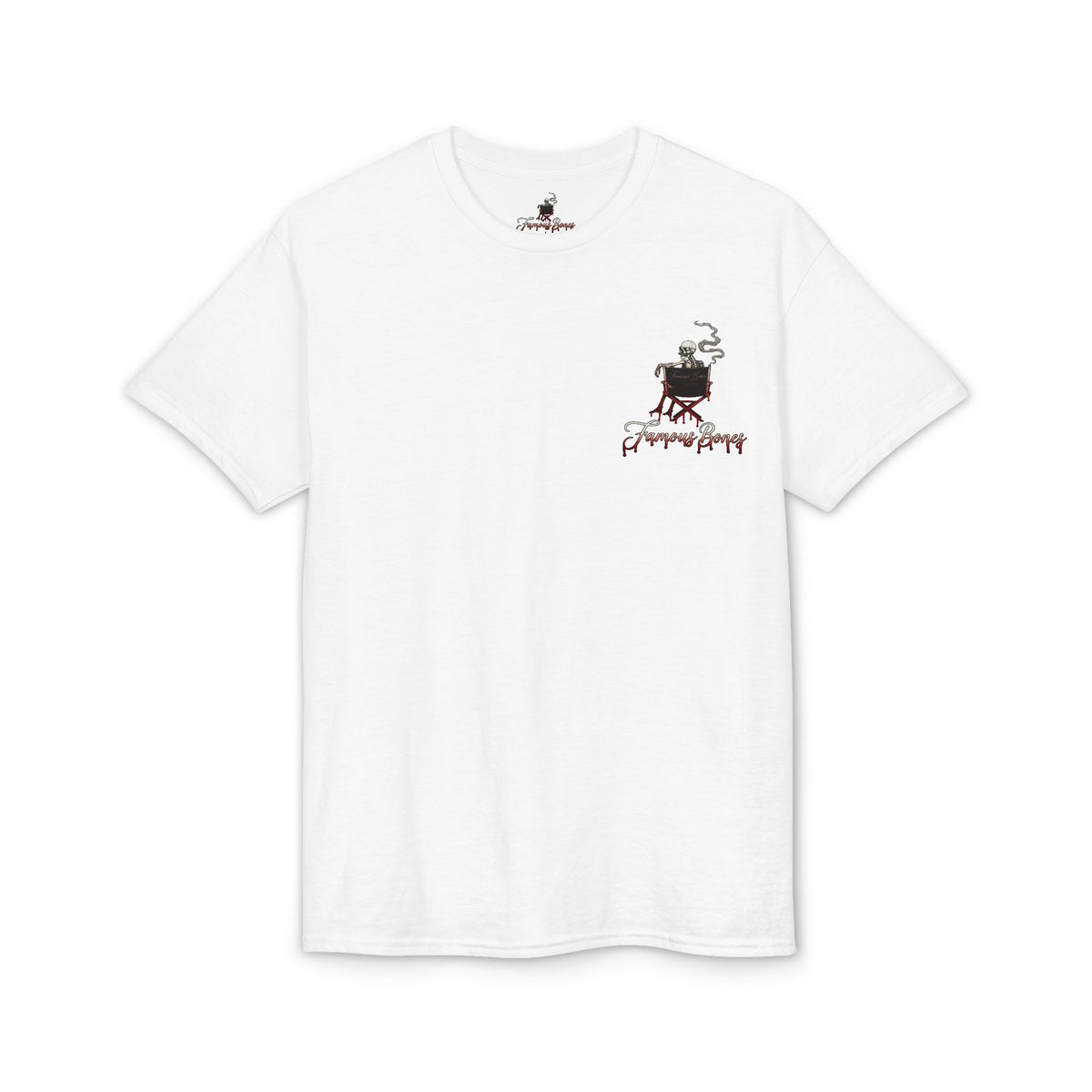 Fresh Cuts — Funny Skeleton Horror Movie Poster T-Shirt | 80s Slasher Barber Parody Tee | Famous Bones Pictures — Famous Bones