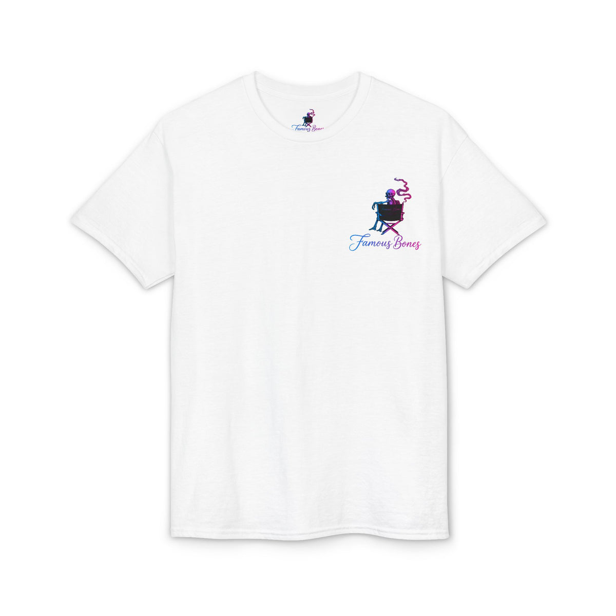 Neon Wick Skeleton T-Shirt — Movie Poster Back Print — Funny Horror Action Parody — Hitman & Dog — Famous Bones Pictures — Famous Bones