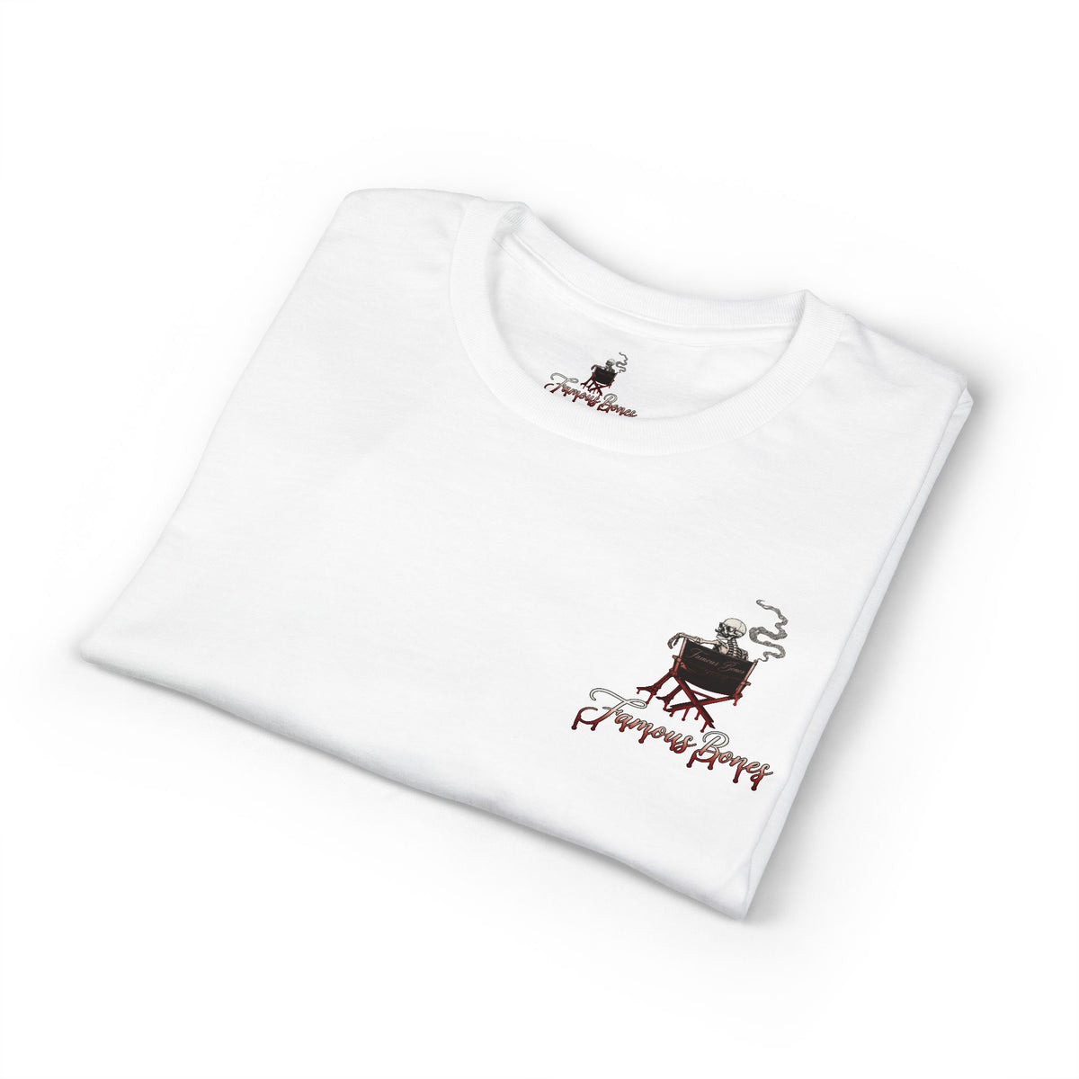 Fresh Cuts — Funny Skeleton Horror Movie Poster T-Shirt | 80s Slasher Barber Parody Tee | Famous Bones Pictures — Famous Bones